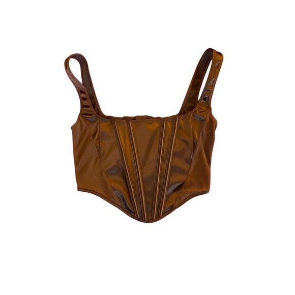 Forever, 21 women’s brown satin corset, crop top size medium - Picture 2 of 5